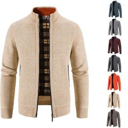 Men's Sweaters Autumn Winter Thicken Warm Knit Jacket Men Brand Stand Colalr Knitted Cardigan Sweater Zipper Cable