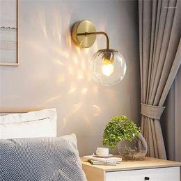 Wall Lamp European Style 12w LED Bulb Golden Lights With Milky/Clear Special Glass Round Ball Bedside In Bedroom