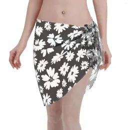 Women's Swimwear Sexy Women Flower Sheer Kaftan Sarong Swimsuit Beach Bikini Wrap Short Skirt