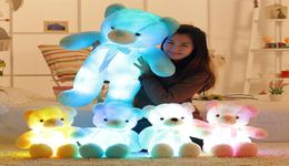 30cm 50cm bow tie teddy bear luminous doll with builtin led colorful light function Valentine039s day gift plush toy6760251