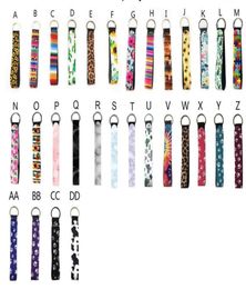 Neoprene Wristlet Keychain Colourful Printed Wrist Key Belt Strip Leopard Lanyard Key Ring Keychains2450692