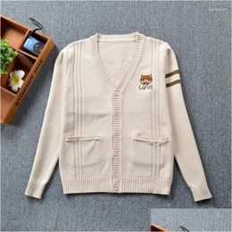 Women'S Knits Tees Womens Japanese School Jk Uniform Cardigans Girls Sweet Cute Cartoon Dog Embroidery Sweaters Women Casual Loose Dhchg