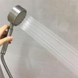 Heads Powerful 304 Stainless steel handheld shower head set with 1.5m shower hose and holder Bathroom accessorieshighquality1