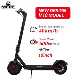 EU US Warehouse OOKTEK Foldable 10inch Electric Smart Scooter V10 500W 36V 15AH Battery Max Mileage 35-45KM Double Brake Scooters With Smart APP