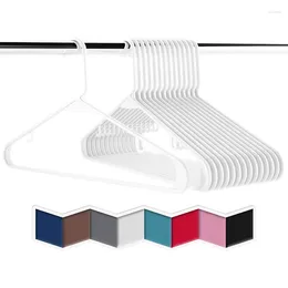 Hangers White Standard Plastic 20 PCS Durable Tubular Hanger Slip Design Cloth Set With 2 Integrated Strap Hook