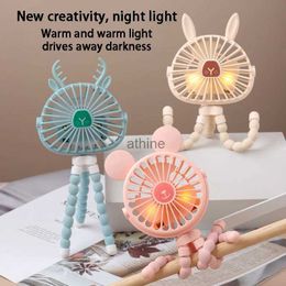 Electric Fans USB Handheld Fan Mini Night Light Handheld Foldable Variable Fan Portable Rechargeable Student Children's Toys Electric Fan YQ240104