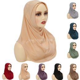 Muslim Women New Solid Colour Hijab Instant Scarf Turban Islamic Headscarf One Piece Amira Pull On Shawl Wrap Pray Hat Khimar Cap