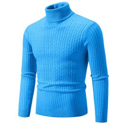 Men's Turtleneck Sweater Casual Knitted Warm Fitness Men Pullovers Tops 240104