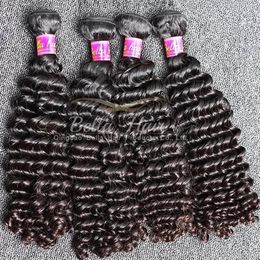 Wefts 4pcs lot natural black Colour wavy deep wave hair bundles 9a indian human hair extension free bella hair