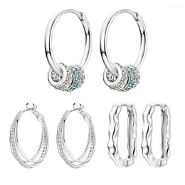 Hoop Earrings Trendy S925 Sterling Silver Sparkling Liquefied U-shaped Coloured Zirconia For Women's Party Accessories