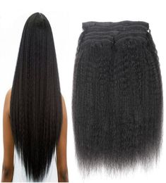Factory Whole Kinky Straight Clips In Brazilian Human Hair Extensions 8pcsSet Coarse Yaki Clips Ins Hair Extensions Remy 18q8667781