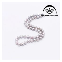 Necklaces MADALENA SARARA AAA 89mm Freshwater Pearl Strand Necklace Grey Colour Pearl Bead Strand Fine Lustre With Heart Clasp