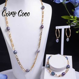 Imitation Tahitian Baroque Women's Jewelry Sets Chain Necklace with Pearls Freshwater Pearl Bracelets Neckalces Set for Women 240103