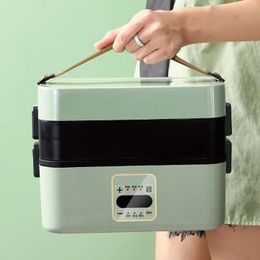 2L Electric Lunch Box 304 Stainless Steel Office Insulated Lunch Box Multifunctional Rice Cooking Lunch Box Food Heater 300W 240103