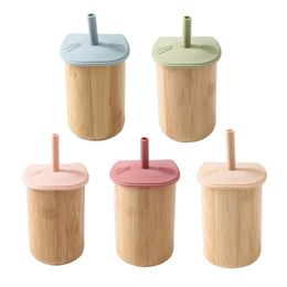 150ML Baby Wooden Feeding Cups Portable Drinkware Babies Sippy Cup Food Grade BPA FREE Baby Anti- Learning Feeding Bottles 240104