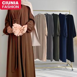 Ethnic Clothing Ramadan Muslim Sets Long Sleeves Abayas For Women Islamic Khimar Dresses Robe Elegant Turkey Hijab Dress Moroccan Caftan