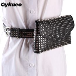 Fashion Rivet Luxury Designer Fanny Pack Small Women Waist Bag Phone Pouch Punk Belt Ladies Party Purse Evening Day Clutches 240103