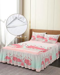 Bed Skirt Tropical Animal Flamingo Elastic Fitted Bedspread With Pillowcases Protector Mattress Cover Bedding Set Sheet