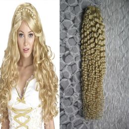Wefts Brazilian hair weave bundles Human Hair Extensions Kinky Curly 1PC 613 Blonde Bundles Brazilian Curly Weave Human Hair Extensions
