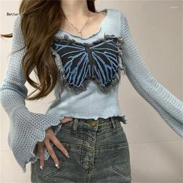 Women's Sweaters B36D Pullover Sweater Flared Long Sleeve Knit Shirt Tops Fitted T-shirts