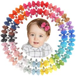 50 Pieces 2.75 Hair Bows Snap on Metal Hair Clips No Slip Fully Wrapped Hair Barrettes for Toddlers Girls Kids Women Hair Acces 240103