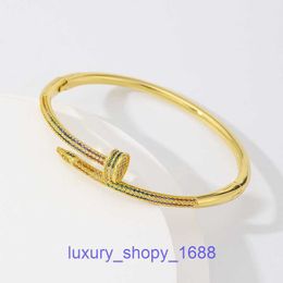 Car tiress New Brand Classic Designer Bracelet Personalized Colorful Zircon Nail Spring Buckle with Colorless High Grade Brass Plated Gold Have Original Box