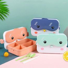 Dinnerware 4 Compartment Lunch Box Cute School Kids Bento Leakproof Portable Office Microwave Container Child Lunchbox