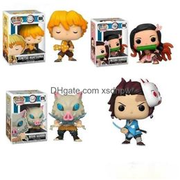 Action Toy Figures Funko Pop Demon Slayer Tanjiro Kamado867 Nezuko868 Zenitsu Agatsuma869 Inosuke Hashibira870 Vinyl Figure Doll M Dh8Ci