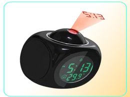 Attention Projection Digital Weather LED Snooze Alarm Clock Projector Color Display Backlight Bell Timer5837885