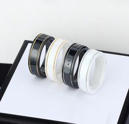 Ceramic Band Rings Black White for Women Men Jewellery Gold Silver Ring with box3872214