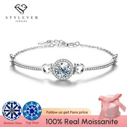 Bracelets Stylever Certified Moissanite Diamond Round Tennis Bracelet for Women Geometric Shape Bangles Sterling Sier Jewellery