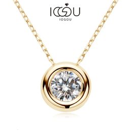 IOGOU Real D VVS1 Neclaces 6.5mm Round Pendant for Women 100% Silver 925 Yellow Gold Colour Fine Jewellery Wholesale 240103