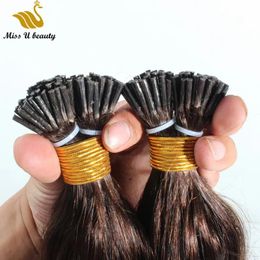 Extensions Brown Colour Natural Wave Wavy I tip Prebonded Hair Extensions High Quality Cuticle Aligned 100g/pack