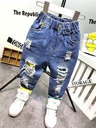 Kids Boys Jeans Fashion Clothes Ripped pants Denim Clothing Children Baby Boy Cowboy Long Trousers AS23 240103