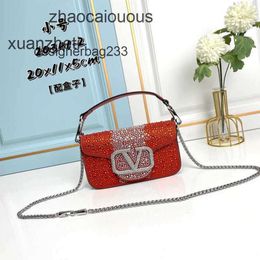 Letter Decorative Handheld Lady's Classic Valantinos Square Bag Small Bags Crystal Designer Handbag Brass Magnetic Buckle Light Luxury One Shoulder Crossbody T4O