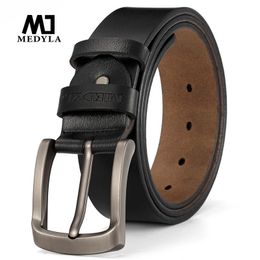 MEDYLA brand mens leather belt high quality natural business casual for men pants suit jeans accessories 240103