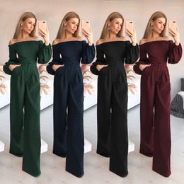 Women's Two Piece Pants Woman Jumpsuits Elegant Black Long Sleeve Overalls Women Loose 4 Colours For Charming Bodysuit Party Playsuit 2024