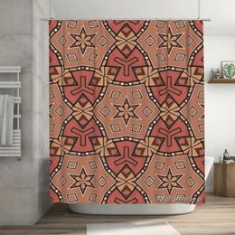 Shower Curtains Terracotta And Tan Honeycomb Tile Curtain 72x72in With Hooks DIY Pattern Bathroom Decor