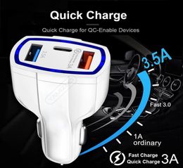 35W 7A 3 Ports Car Charger Type C And USB Charger QC 30 With Qualcomm Quick Charge 30 Technology For Mobile Phone GPS Power Bank9908881