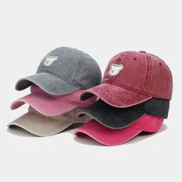 Ball Caps Cute Bear Patch Curved Brim Baseball Hats Female Street Wash Versatile Ventilate Hip Hop Fashion Adjustable Male Summer