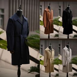 Tuxedos Vintage Men Overcoat Long Trench Coat New Jacket Mens Business Casual Windbreak Coats Autumn Outwear Custom Made