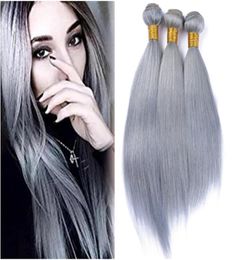 Grey Hair Weave Straight 8a Grey Human Hair Virgin Hair 3 Bundle grey Extension Selling 16 18 20Inch Factory 4908329