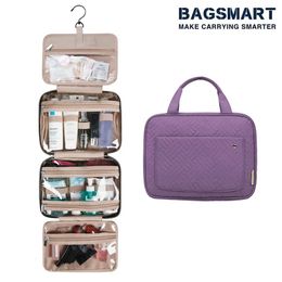 BAGSMART Toiletry Bag Travel Bag with Hanging Hook Waterproof Makeup Cosmetic Bag Travel Organizer for Accessories Toiletries 240104