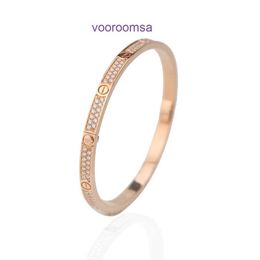 High quality Edition Bracelet Light Luxury Car tires's New 2024 LOVE Screw Non detachable Rose Gold Shop Full Diamond With Original Box