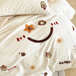 Bedding Sets Maternal And Infant Grade Pure Cotton 4-piece Set Bed Sheet Quilt Cap All Woolen Embroidery Dormitory