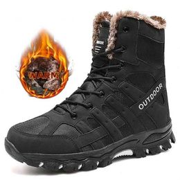 Super Warm Winter Snow Boots Tactical Military Combat Men Leather Outdoor Hunting Trekking Camping Plus Fur Mens 230922