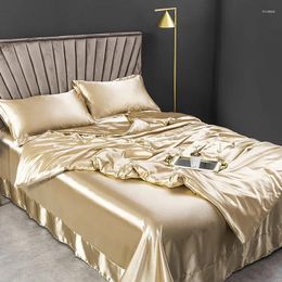 Bedding Sets Pure Silk Luxury Set With Duvet Cover Double King Size Kit 4pcs Bed Linen Satin