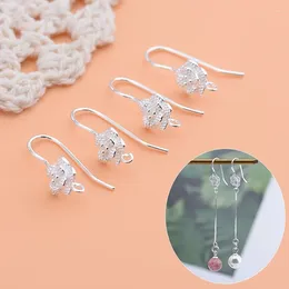 Stud Earrings 925 Sterling Silver Jewelry Accessories Three Core Flower Ear Hook Handmade DIY Self-made Semi-finished Earring Material