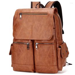 Backpack Zipper Fashion Retro Leather Vintage Man Capacity Backpacks Bag Men Designer Multifunctional Large Teenage Schoolbag
