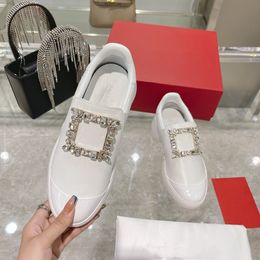 Mocassins preguiçosos com fivela de diamante grande Sapatos casuais super versáteis para mulheres